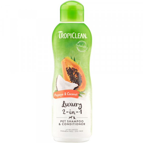 Tropiclean - Papaya & Coconut 2 w 1 - luksusowy szampon z odżywką w jednym dla psa, 355 ml