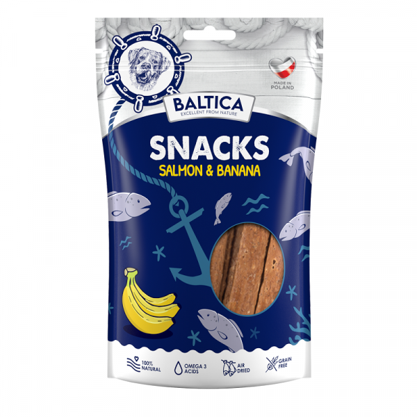 BALTICA Snacks Salmon & Banana  - przysmaki dla psów łosoś z bananami - 80g