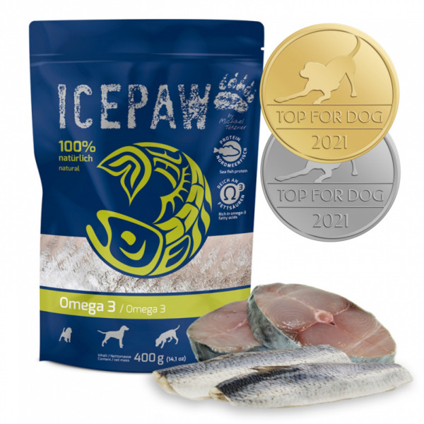 ICEPAW High Premium Omega-3 - makrela i śledź dla psów -  pełnoporcjowa, mokra karma dla psa 400g
