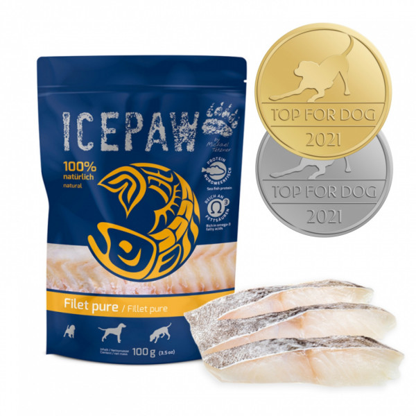 ICEPAW Filet Pure - dorsz 100% - filet z dorsza dla psów, pełnoporcjowa, mokra karma dla psów 100g
