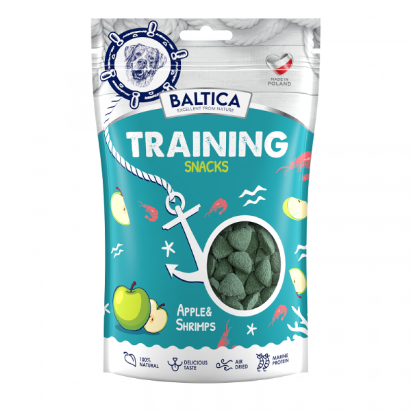 BALTICA Training Snacks Shrimps with Apple - przysmaki treningowe dla psów z krewetkami i jabłkami - 150 g