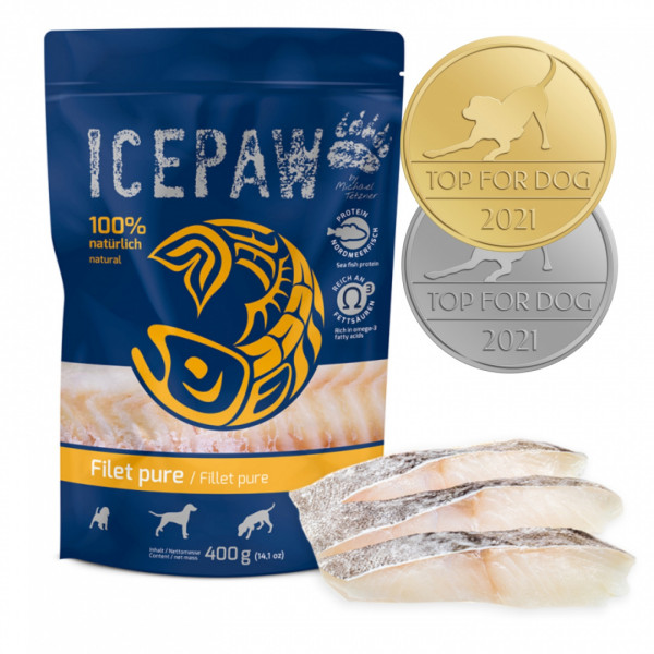 ICEPAW Filet Pure - dorsz 100% - filet z dorsza dla psów, pełnoporcjowa, mokra karma dla psów 400g