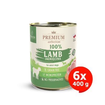 Pokusa Premium Selection Jagnięcina 100% 6x400g - karma mokra dla psa, zestaw