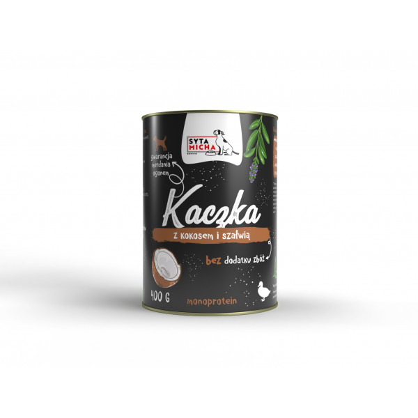 Syta Micha Kaczka z kokosem i szałwią 400g - mokra karma bezzbożowa dla dorosłych psów
