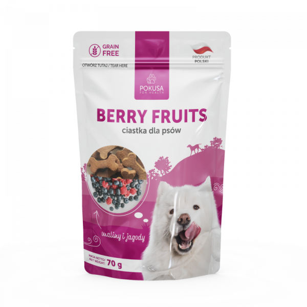 Pokusa Berry Fruits 70g - ciastka dla psów z owocami i ziołami