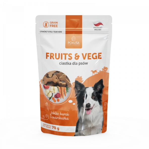 Pokusa Fruits&Vege 70g - ciastka dla psów z owocami i warzywami