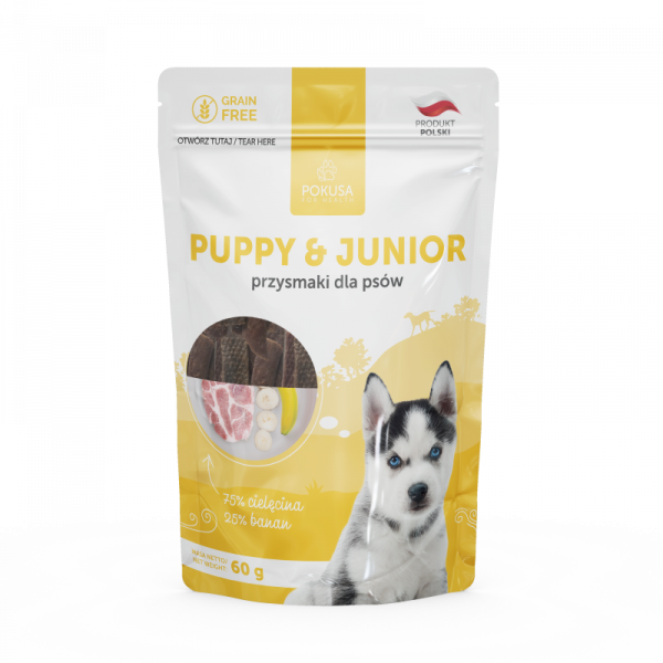 Pokusa Puppy&Junior 60g - naturalny przysmak dla psów z cielęciną i bananem