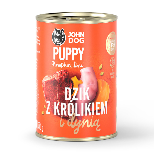 John Dog Dzik z królikiem i dynią dla szczeniąt 400g - karma mokra dla szczeniąt Pumpkin Line Junior