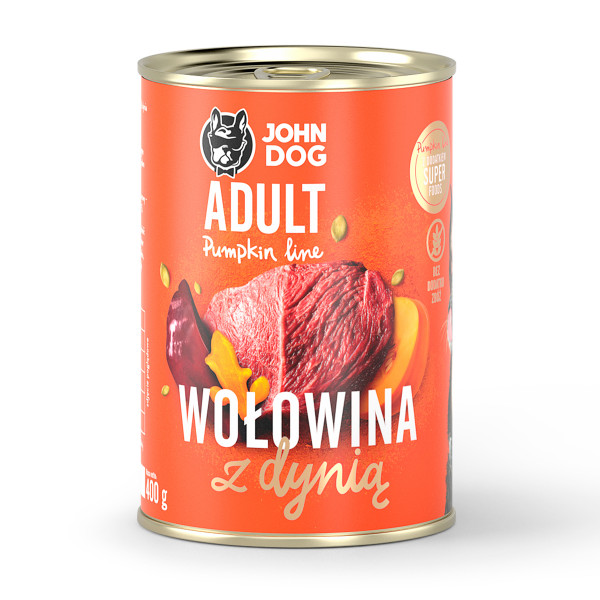 John Dog Wołowina z dynią 400g - monoproteinowa karma mokra dla psów dorosłych Pumpkin Line