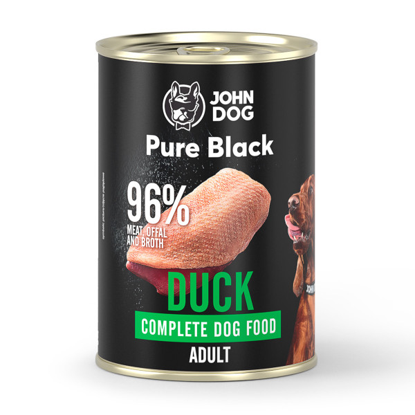 John Dog Pure Black Kaczka 400g  - monobiałkowa, pełnoporcjowa karma mokra dla psów dorosłych Pure Black