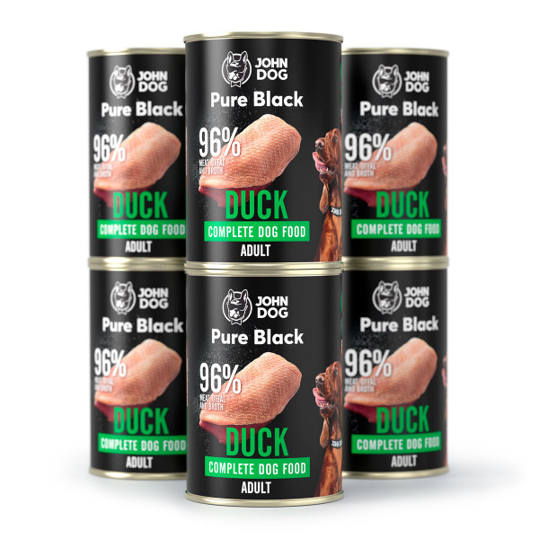 John Dog Pure Black Kaczka 6x400g  - monobiałkowa, pełnoporcjowa karma mokra dla psów dorosłych Pure Black