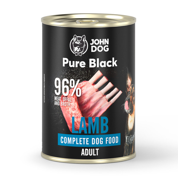 John Dog Pure Black Jagnięcina 400g  - monobiałkowa, pełnoporcjowa karma mokra dla psów dorosłych Pure Black