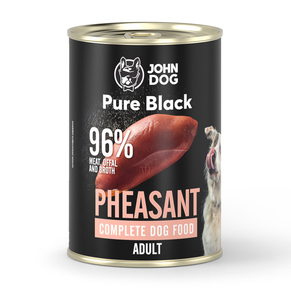 John Dog Pure Black Bażant 400g  - monobiałkowa, pełnoporcjowa karma mokra dla psów dorosłych Pure Black