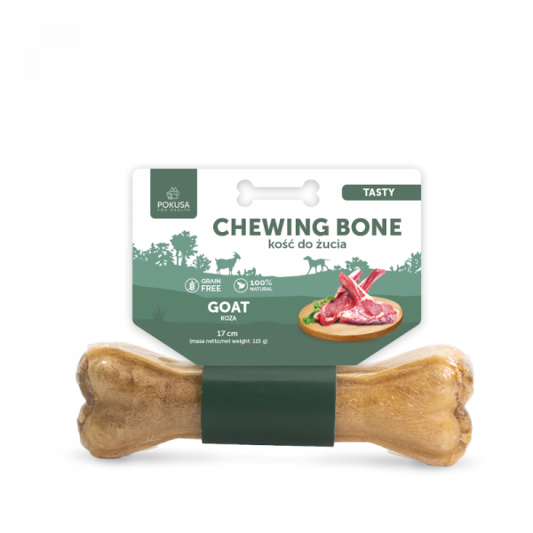 Pokusa Kość do żucia TASTY z kozą i penisami wołowymi 17 cm - PREMIUM SELECTION Chewing Bone TASTY