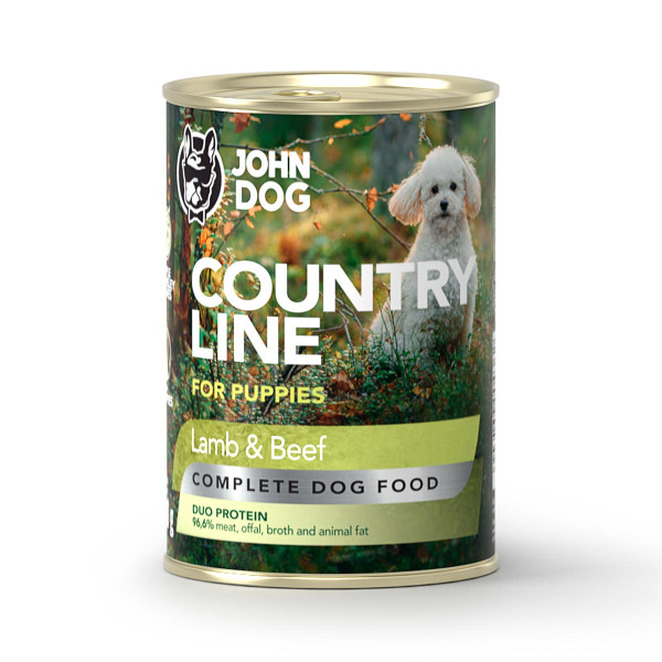 John Dog Country Line Jagnięcina i Wołowina Junior 400g - pełnoporcjowa karma mokra dla szczeniąt
