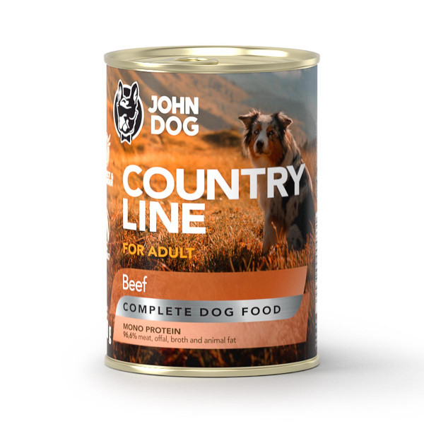 John Dog Country Line Wołowina 400g - pełnoporcjowa, bezzbożowa, monoproteinowa karma mokra dla psów dorosłych