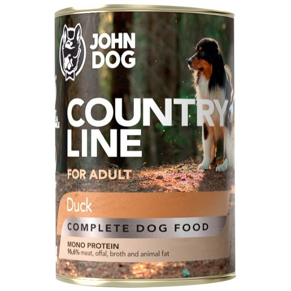 John Dog Country Line Kaczka 400g - pełnoporcjowa, bezzbożowa, monoproteinowa karma mokra dla psów dorosłych