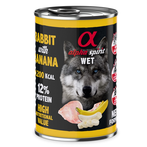 Alpha Spirit Królik z Bananem 400g - mokra karma pełnoporcjowa dla psów dorosłych wszystkich ras