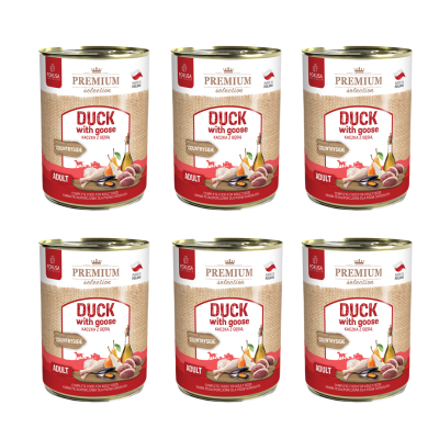Pokusa Premium Selection Kaczka z gęsią 6x400g - pełnoporcjowa karma mokra dla psów dorosłych