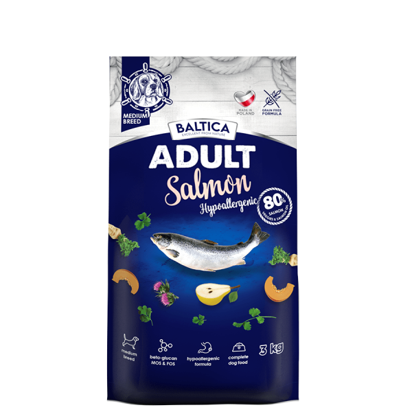 BALTICA Adult Salmon Hypoallergenic 3 kg M - hipoalergiczna karma z łososiem dla dorosłych psów średnich ras