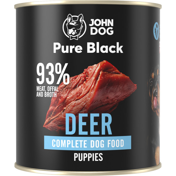 John Dog Pure Black Jeleń 800g Junior - monobiałkowa, pełnoporcjowa karma mokra dla szczeniąt Pure Black Junior