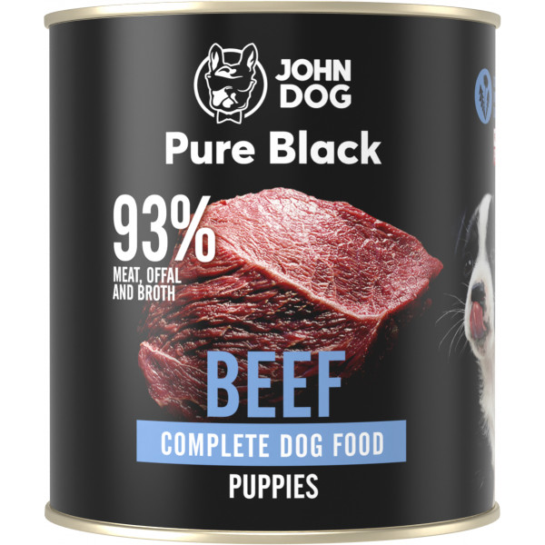 John Dog Pure Black Wołowina 800g Junior - monobiałkowa, pełnoporcjowa karma mokra dla szczeniąt Pure Black Junior