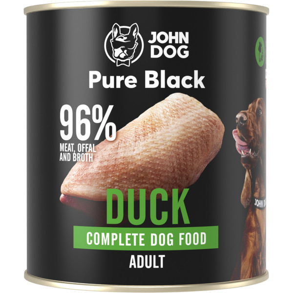 John Dog Pure Black Kaczka 800g  - monobiałkowa, pełnoporcjowa karma mokra dla psów dorosłych Pure Black