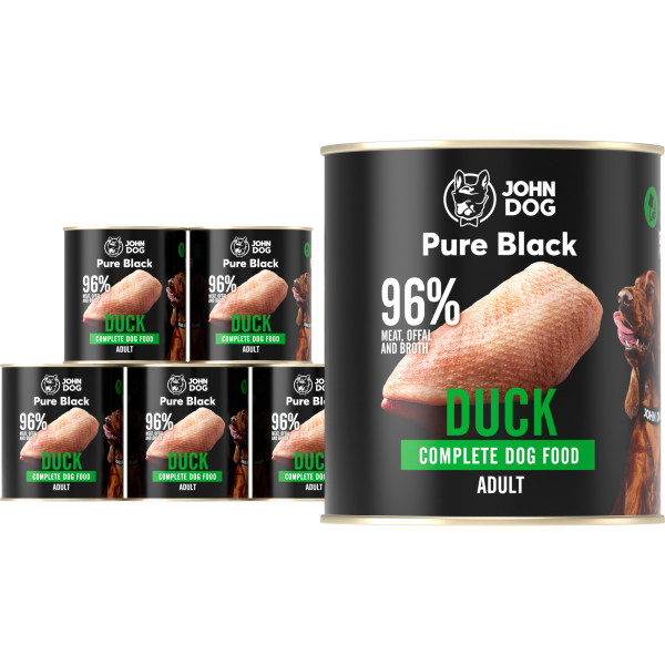 John Dog Pure Black Kaczka 6x800g  - monobiałkowa, pełnoporcjowa karma mokra dla psów dorosłych Pure Black