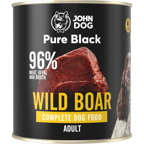 John Dog Pure Black Dzik 800g - monobiałkowa, pełnoporcjowa karma mokra dla psów dorosłych Pure Black