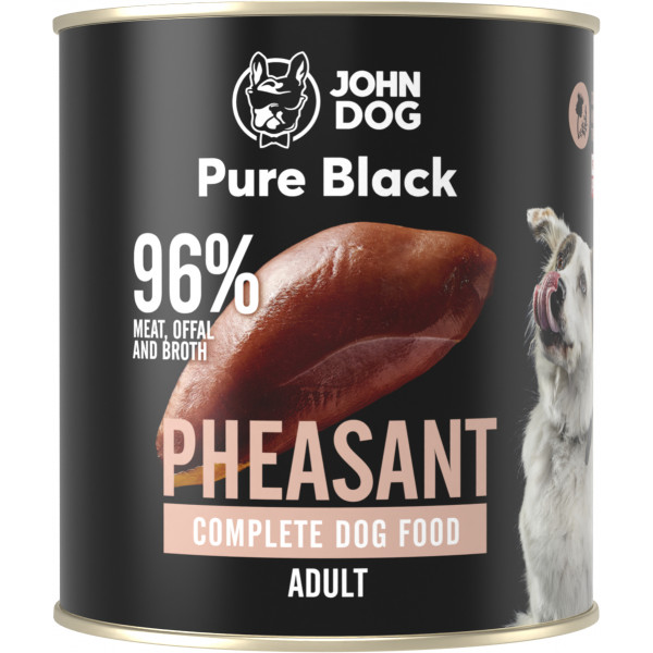 John Dog Pure Black Bażant 800g  - monobiałkowa, pełnoporcjowa karma mokra dla psów dorosłych Pure Black