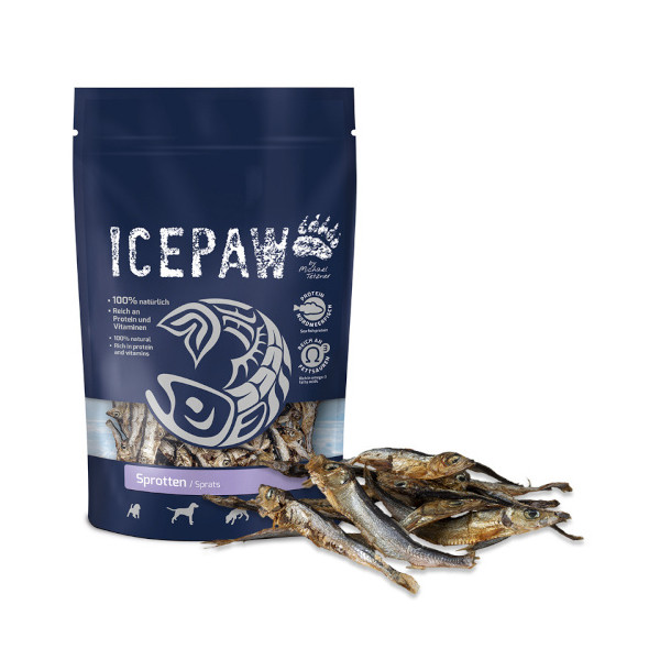 ICEPAW suszone szprotki 250g  - suszony przysmak dla psa ze szprotek