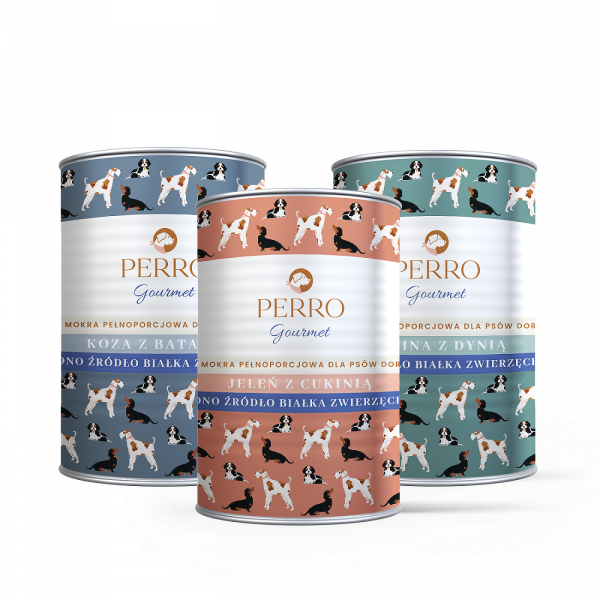 PERRO Gourmet mix smaków 3 x 400g - monobiałkowa formuła dla psów dorosłych