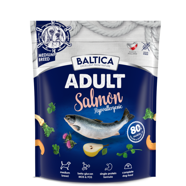 BALTICA Adult Salmon Hypoallergenic 1 kg M - hipoalergiczna karma z łososiem dla psów średnich ras