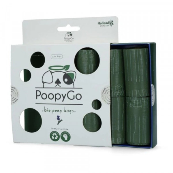 Holland PoopyGo Bio Poop Bags 8x15szt. - woreczki na psie odchody, biodegradowalne, lawendowe