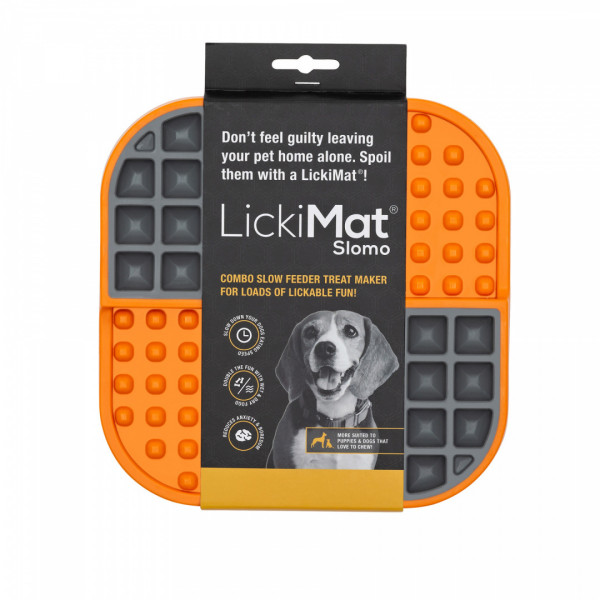 LickiMat SLOMO- mata do lizania dla psa - pomarańczowa, twarda