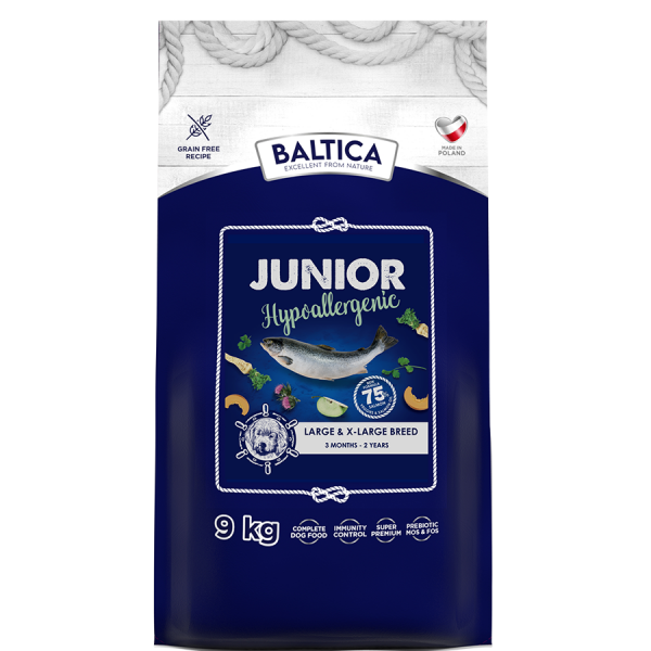 BALTICA Junior Hypoallergenic 9 kg L/XL - karma dla juniora z łososiem large 9kg