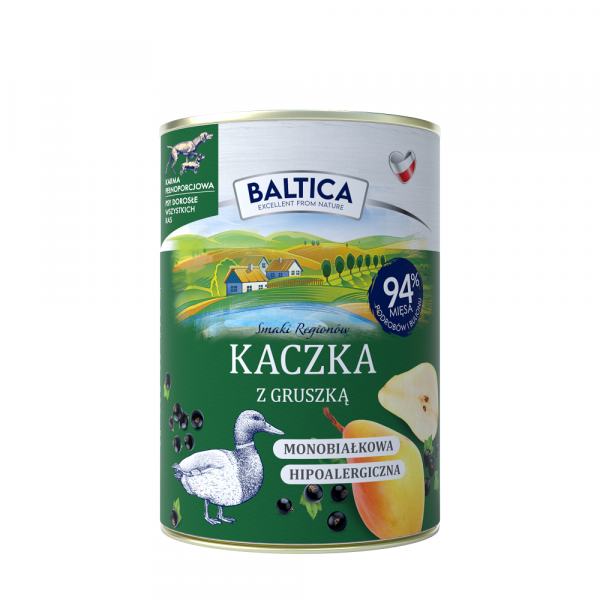 Baltica Kaczka z gruszką 400g - monoproteinowa mokra karma bezzbożowa dla dorosłych psów