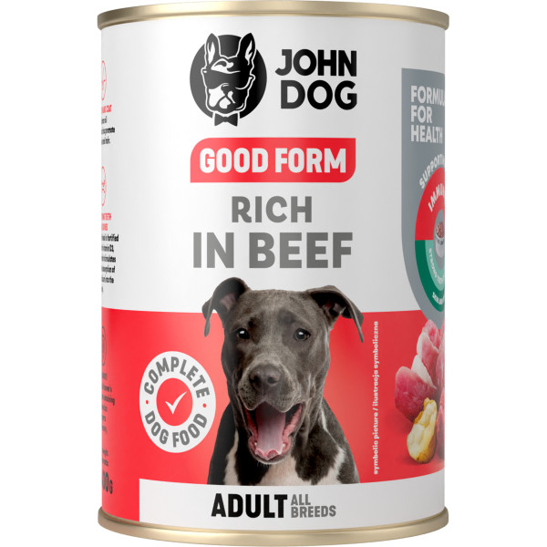 John Dog Good Form Wołowina 400g - pełnoporcjowa karma mokra dla psów dorosłych Good Form