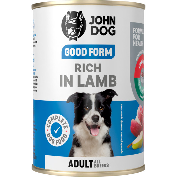 John Dog Good Form Jagnięcina 400g - pełnoporcjowa karma mokra dla psów dorosłych Good Form