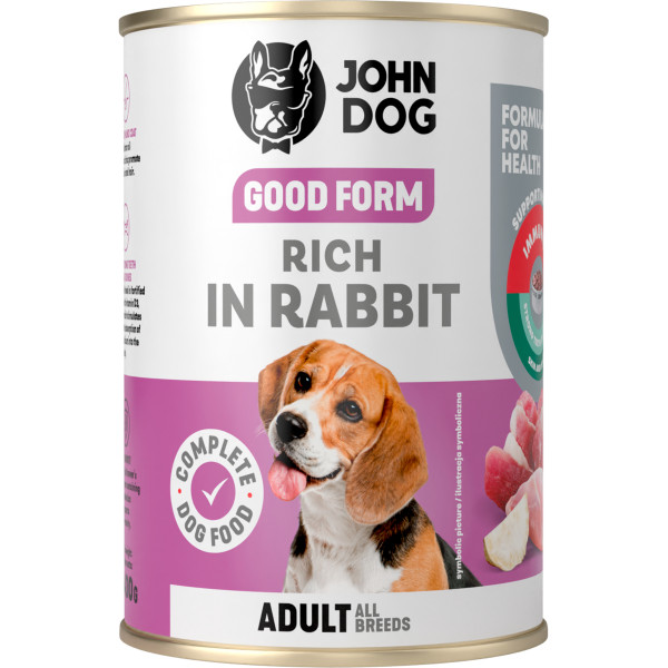 John Dog Good Form Królik 400g - pełnoporcjowa karma mokra dla psów dorosłych Good Form