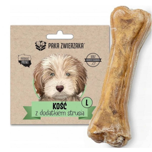 Paka Zwierzaka - kość do żucia dla psa z dodatkiem Strusia 13,5cm - przysmak dla psa ze strusiem