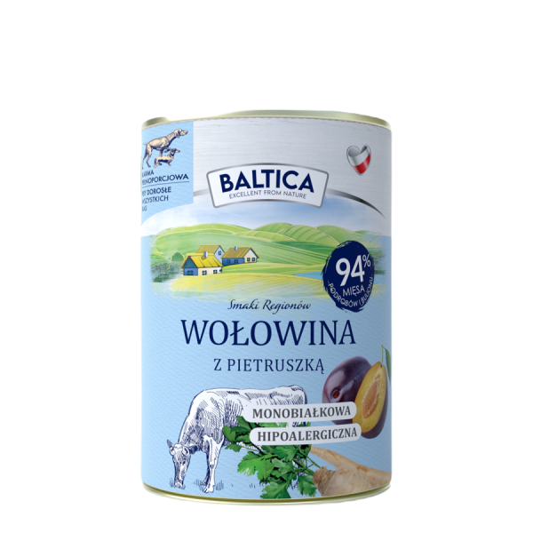 Baltica Wołowina z pietruszką 400g - monoproteinowa mokra karma bezzbożowa dla dorosłych psów