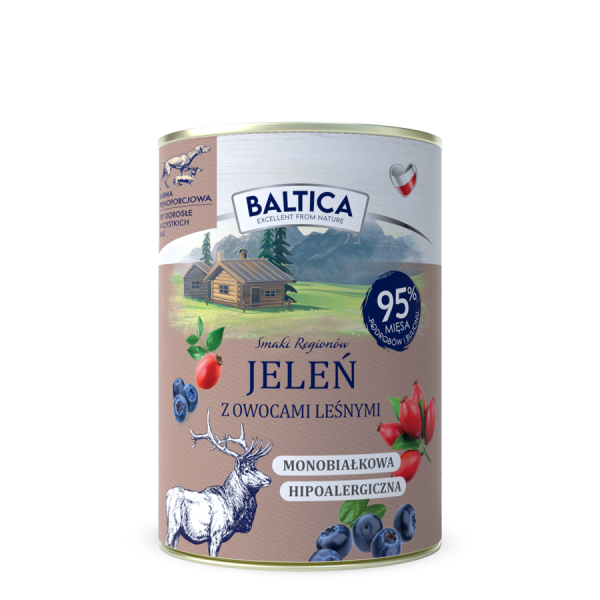 Baltica Jeleń z owocami leśnymi 400g - monoproteinowa mokra karma bezzbożowa dla dorosłych psów