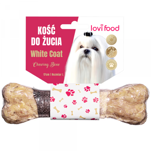 Lovi Food White Coat Chewing Bone L - kość do żucia dla białego psa, z dorszem 17 cm