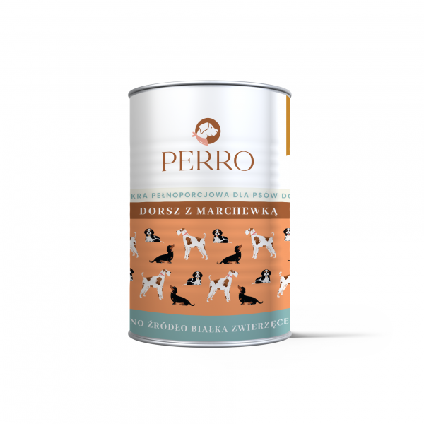 PERRO Dorsz  z marchewką 410g - monobiałkowa karma mokra dla psów dorosłych
