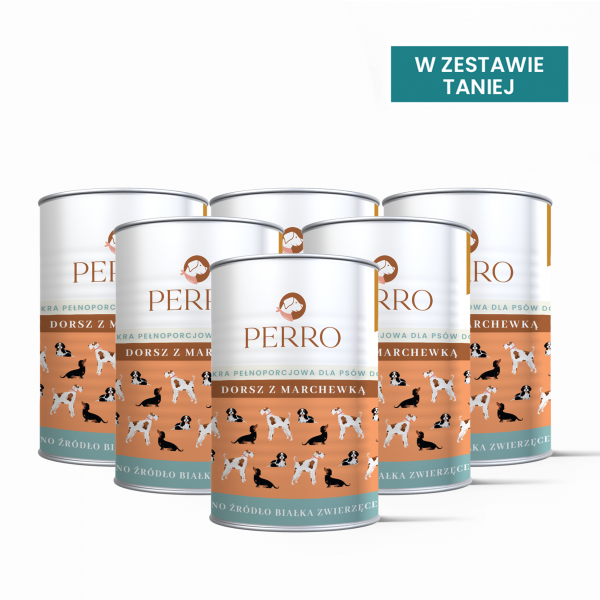 PERRO Dorsz  z marchewką 6x410g - monobiałkowa karma mokra dla psów dorosłych