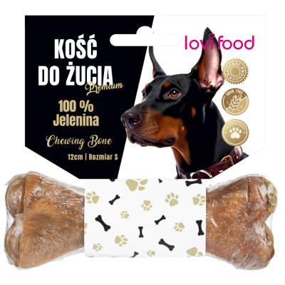 Lovi Food Premium Chewing Bone Deer Hide S - kość do żucia dla psa, 100% jeleń 12 cm