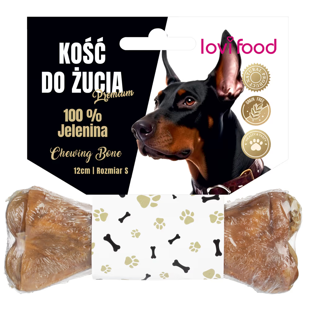 Lovi Food Premium Chewing Bone Deer Hide S - kość do żucia dla psa, 100% jeleń 12 cm