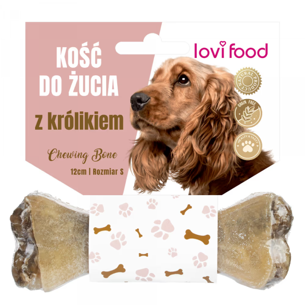 Lovi Food Chewing Bone with Rabbit S - kość do żucia dla psa, z królikiem, śliwką i rozmarynem 12 cm