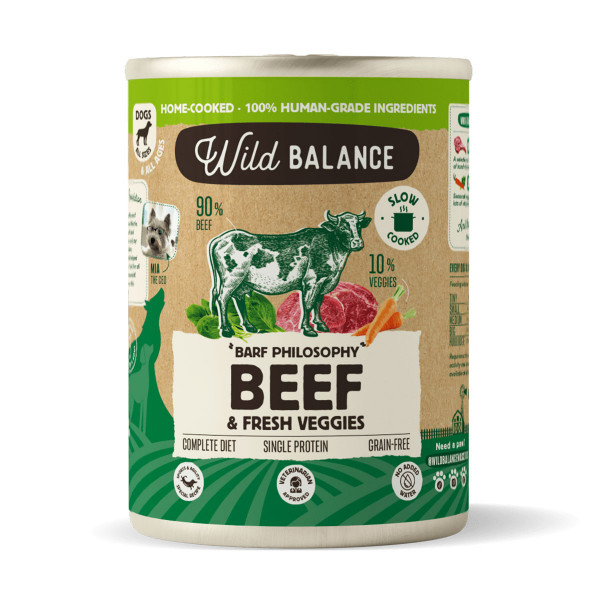 Wild Balance Wołowina z marchewką i szpinakiem 400g - pełnoporcjowa karma mokra dla psów wszystkich ras